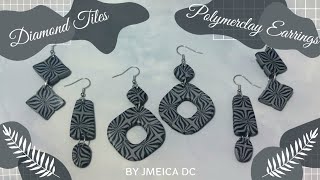 DIY tiles print clay earrings - How to make polymerclay earrings easy tutorial and for beginner