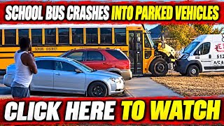 ODESSA, TX — SCHOOL BUS CARRYING 14 STUDENTS CRASHES INTO MULTIPLE PARKED VEHICLE