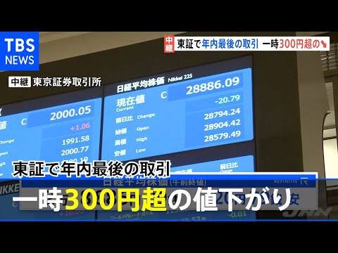 東証で年内最後の取引 一時３００円超の値下がり