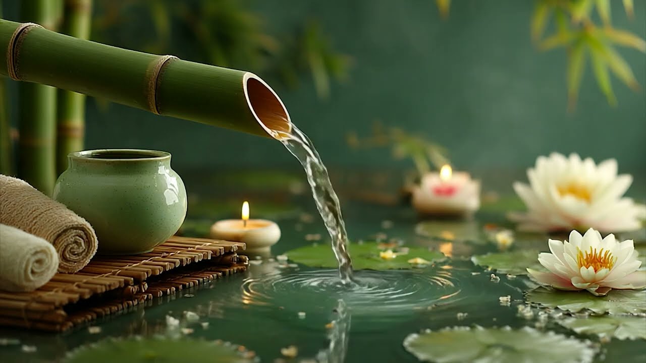 Soothing Spa Piano Music 🌿 Relaxing Sleep Music & Nature Sounds, Bamboo Water Fountain, Calm Music