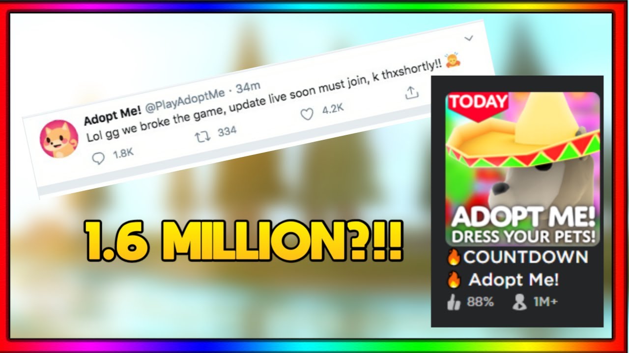 Adopt Me Hit 1 Million Concurrent Players And Broke Roblox Youtube - roblox adopt me 1m players