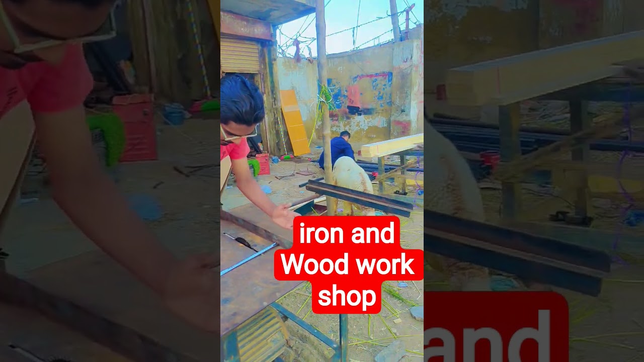 Iron and wood works shop progress grinder cutting and PVC pressing making by s.t.wood works 