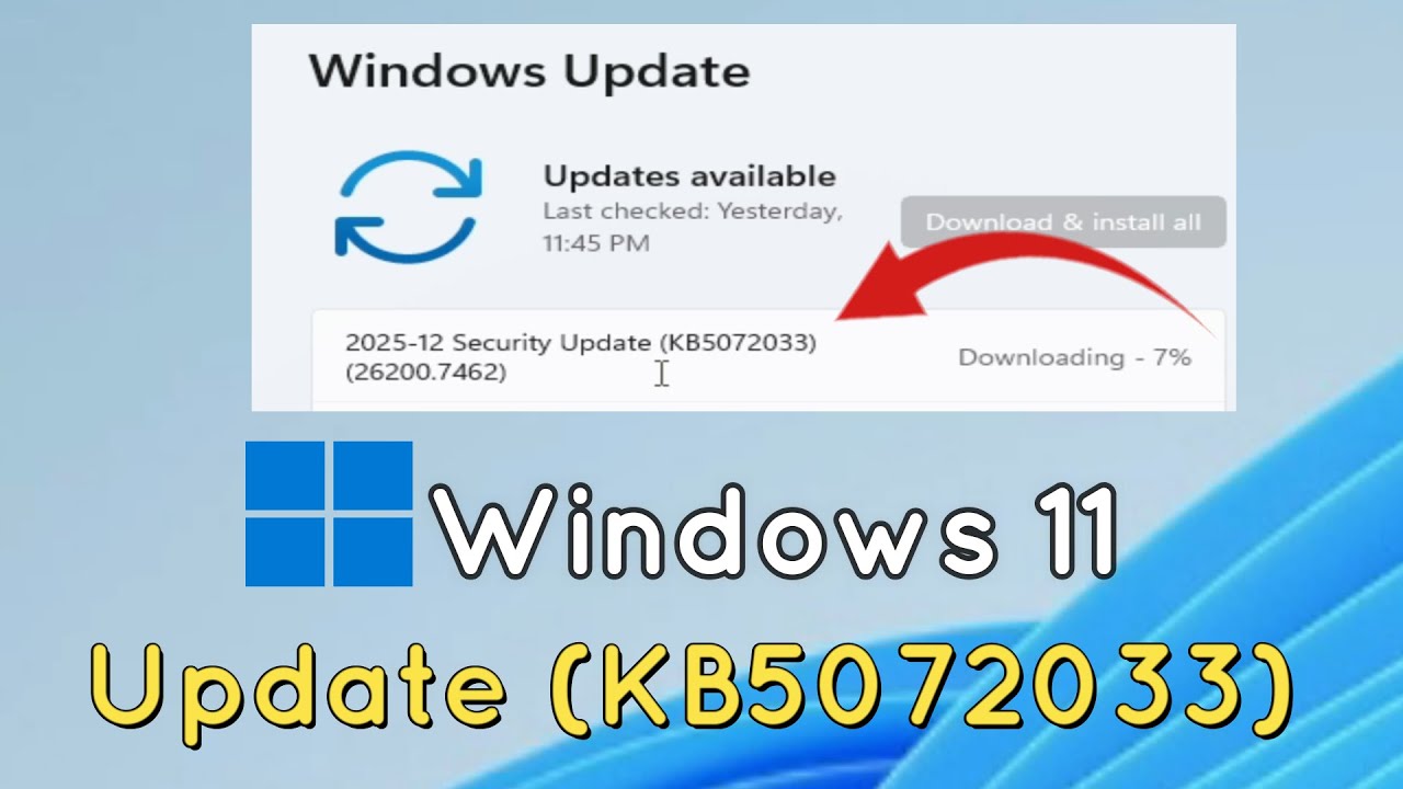 2025-12 Security Update (KB5072033) 26200.7462 Not Installing in ...