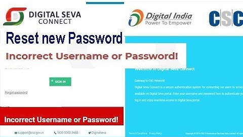 Incorrect Username or Password !! CSC Digital Seva !! Reset new Password