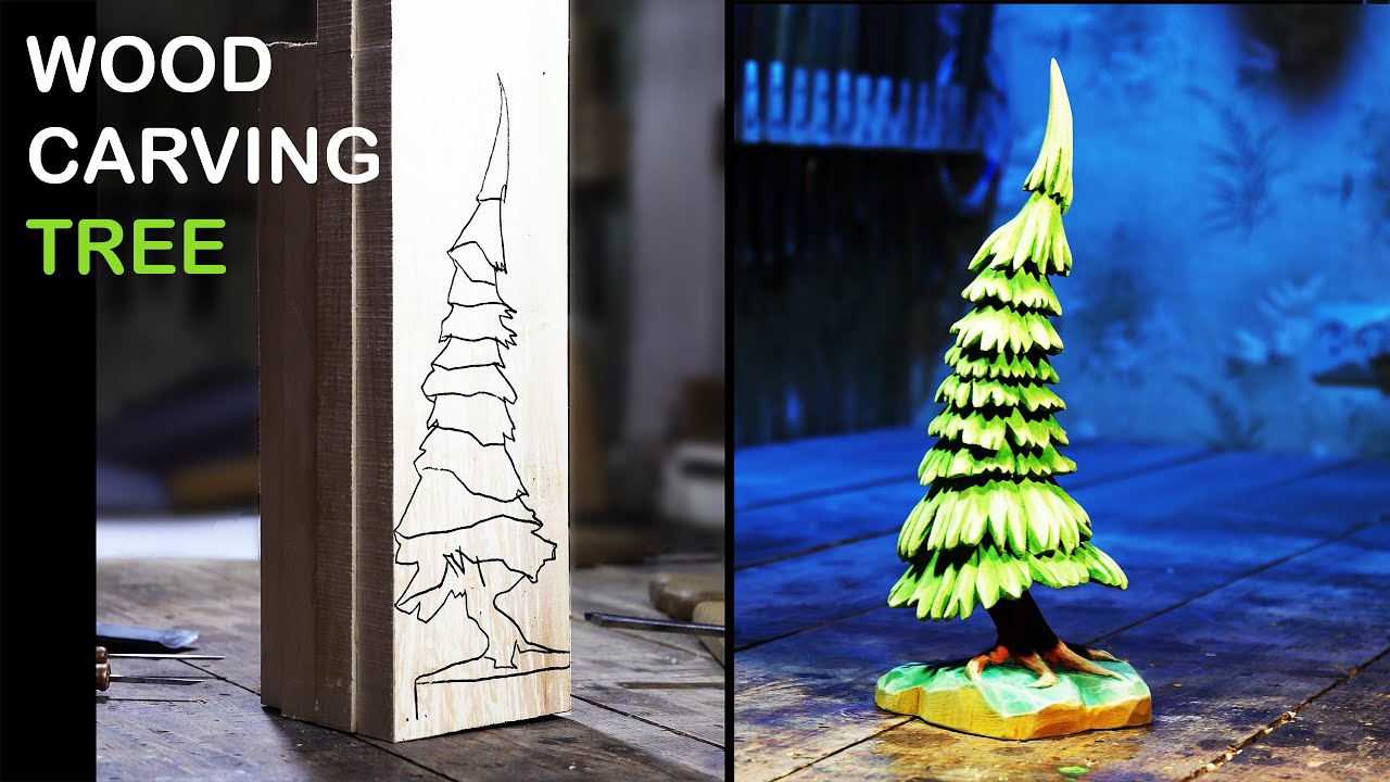 Christmas tree. wood carving, linden wood YouTube