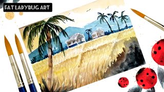 Pendidikan Seni Visual/Catan/Kertas 2/Tingkatan 1-3 /Pemandangan Di Tepi Sawah/Watercolour/稻田景色/水彩 Pendidikan Seni Visual/Catan/Kertas 2/Tingkatan 1-3 /Pemandangan Di Tepi Sawah/Watercolour/稻田景色/水彩