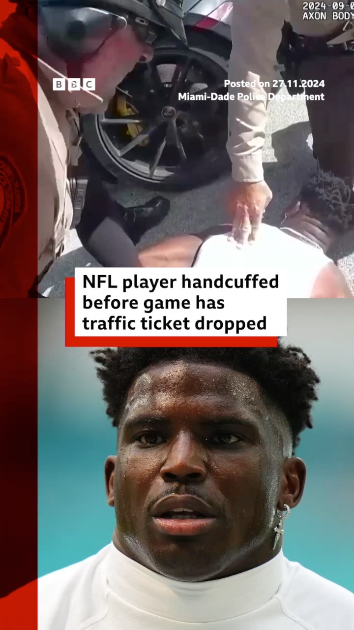 NFL player Tyreek Hill has traffic ticket dropped. #TyreekHill #NFL #BBCNews