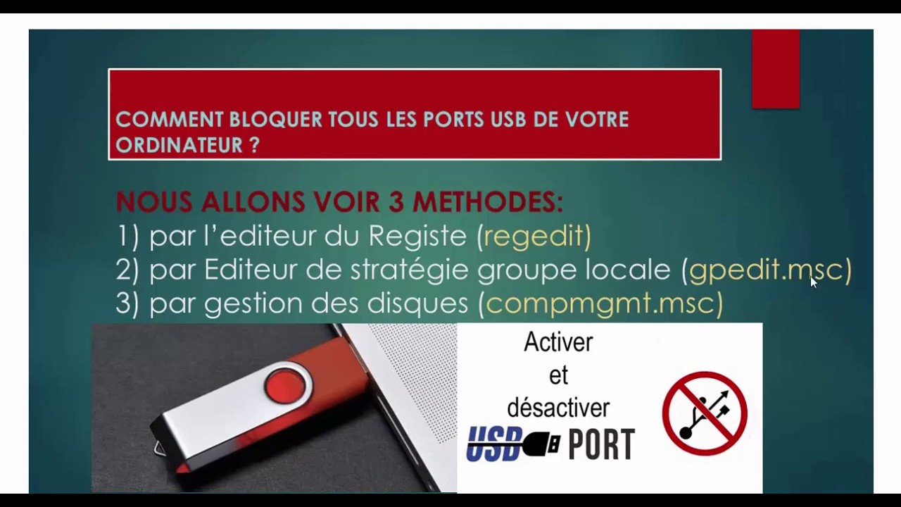 COMMENT BLOQUER LES PORTS USB DE VOTRE ORDINATEUR? - YouTube