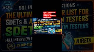 SQL Interview Questions for SDET's/QA Automation Testers #sql #sqlserver #sqlforbeginners #selenium