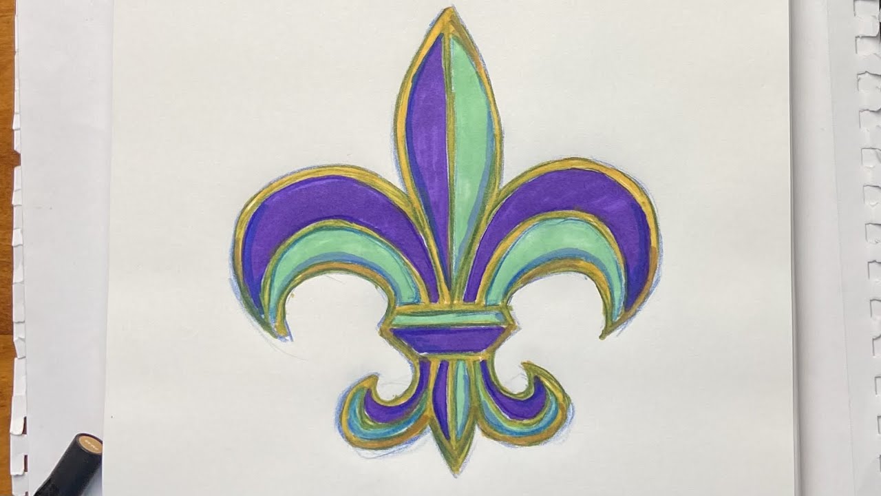 How to draw a fleurdelis shortvideo mardigras drawing YouTube