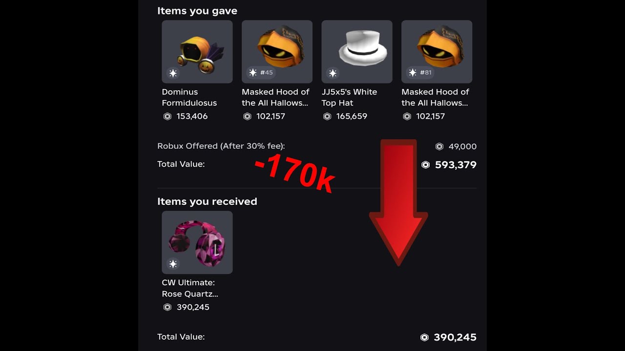 I failed traded 170 Thousand Robux! - YouTube