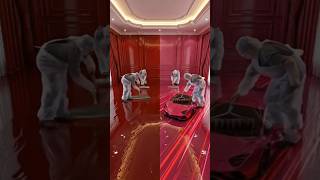 Double Layer Epoxy Floor 🔥 Heart ❤️ vs Lamborghini 🏎️ #shorts #epoxyart #diyepoxy #epoxy