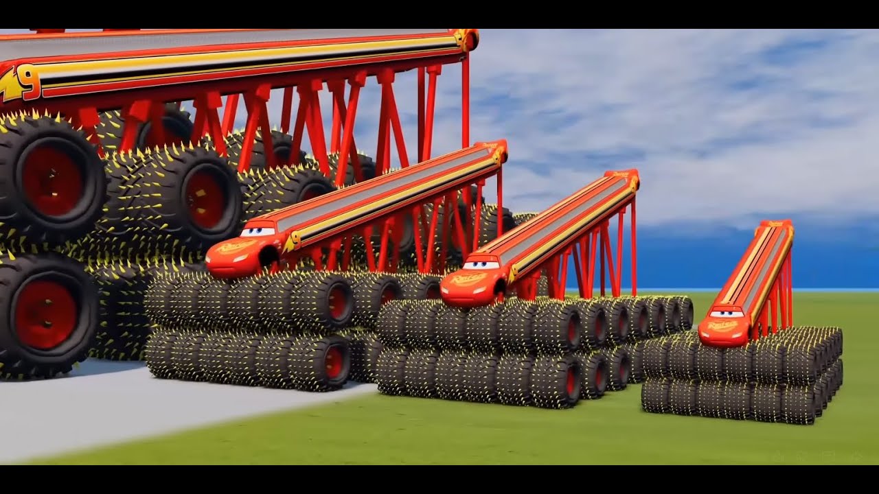 Big & Small McQueen Mega Multi Wheels VS Train | BeamNG.drive