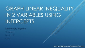Graph Linear Inequality in Two Variables Using Intercepts - Elementary Algebra
