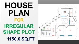 HOUSE PLAN FOR IRREGULAR SHAPE PLOT 1150 SQ.FT || अनियमित आकार के घर का नक्शा
