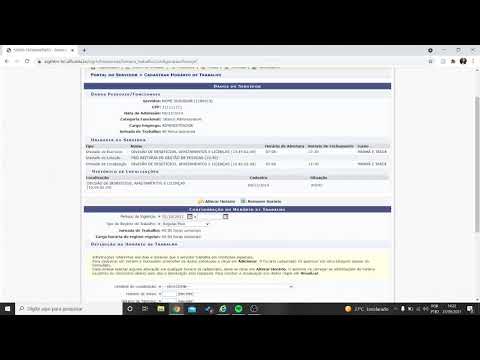 Cadastro de horário de trabalho de servidor - SIGRH