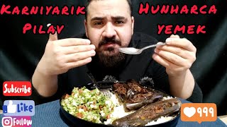 KARNIYARIK+PILAV+SALATA | TURKISH FOOD | TÜRKÇE ASMR | BEKOLATTE ASMR | HUNHARCA YEMEK YEMEK