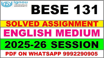 BESE 131 solved assignment 2025-26 in English || bese 131 solved assignment 2026 || bese131 2025-26