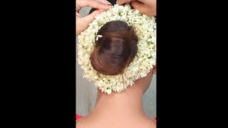 Best n Easy 1min Gajra bun hairstyle|gajra bun hairstyle|#shorts #hairstyles #makeupforlovendesire