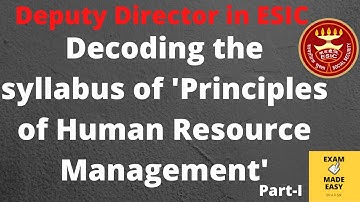 deputy director syllabus |  Principles of Human Resource Management | decoding the syllabus of HRM