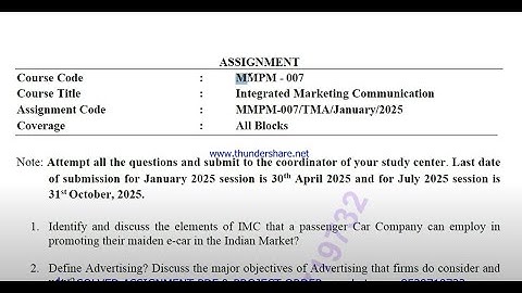 IGNOU MMPM - 007 Solved Assignment Jan 2025 | July 2025 | MBA | Integrated Marketing Communication