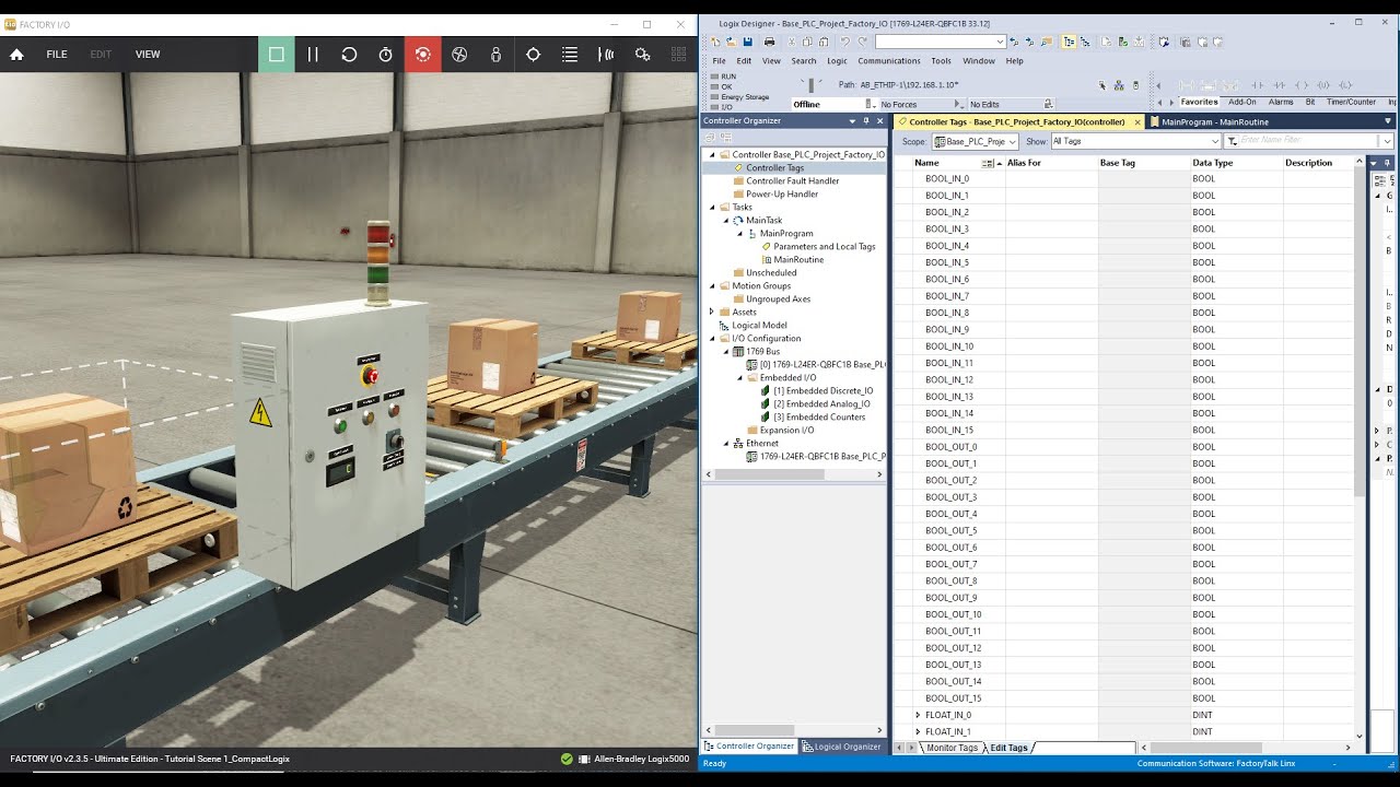 Outline Video Steps to configure Studio 5000 to work with Factory IO PLC Simulation Software