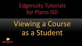 Viewing a Course as a Student in Edgenuity