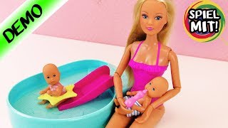 Steffi Love BABY POOL Puppen Set | ZWILLINGE PLANSCHEN IM SCHWIMMBAD | Barbie Alternative screenshot 5