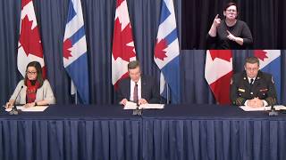 Mayor john tory, toronto's medical officer of health, dr. eileen de
villa, and toronto fire chief general manager the city’s office
emergency manag...
