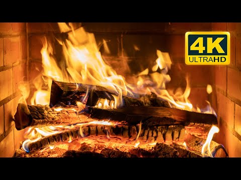 🔥 4K FIREPLACE (10 HOURS). Relaxing Fire Burning Video & Crackling Fireplace Sounds
