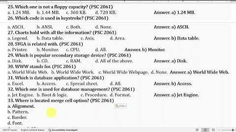 PSC # Computer Operator 2061 Question #Quiz #computeroperator #asstcomputeroperator #mcqs