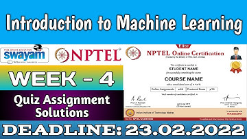 NPTEL INTRODUCTION TO MACHINE LEARNING WEEK 4 ASSIGNMENT ANSWERS | 2022