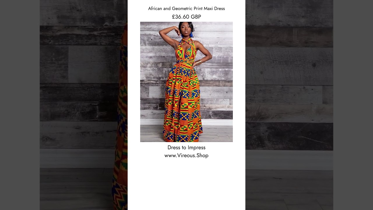African and Geometric Print Maxi Dress 