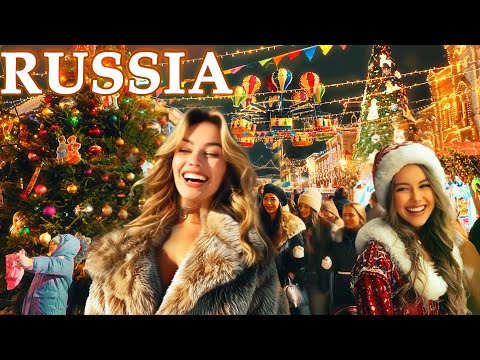 MOSCOW at New Year is Crazy! Crowds of Beautiful. Russia holidays christmas new year walk