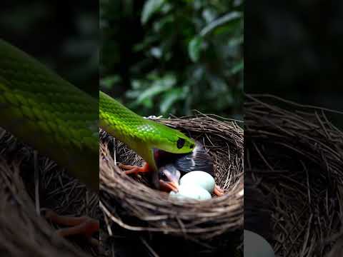 Snake swallows chick while mother is away!