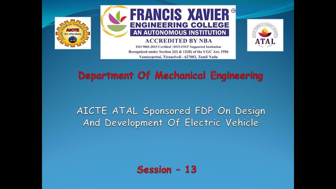 AICTE ATAL Sponsored FDP on Design and Development of Electric Vehicle ...