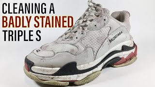 Cleaning a BADLY STAINED Balenciaga Triple S! | Sneaker Cleaning