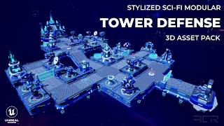 Stylized Sci-Fi Modular Tower Defense Pack | Unreal Engine 5 Asset Overview