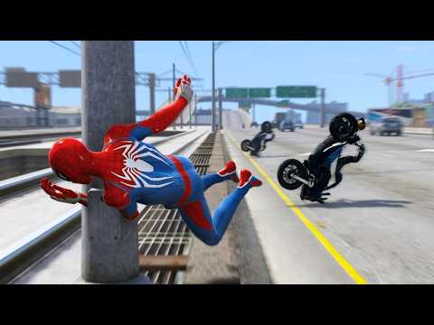 GTA 5 Spider man Most Impossible Crazy Superbike Stunt Fails On Highway