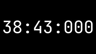 Countdown timer 38 minutes, 43 seconds [38:43:000] - White on black with milliseconds