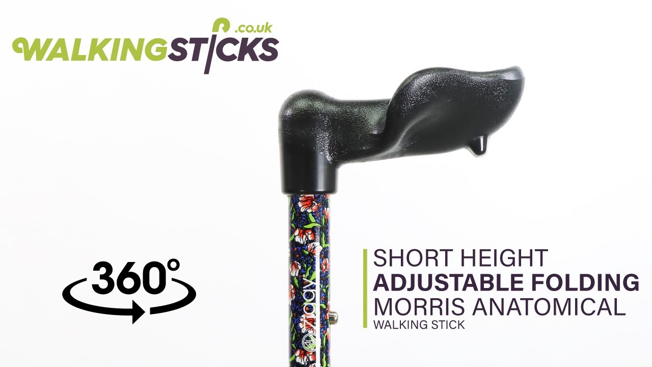 Short Height Adjustable Folding Morris Anatomical Walking Stick
