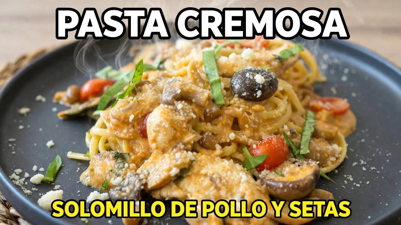 PASTA CREMOSA con SOLOMILLO DE POLLO y SETAS ¡En 20 minutos!