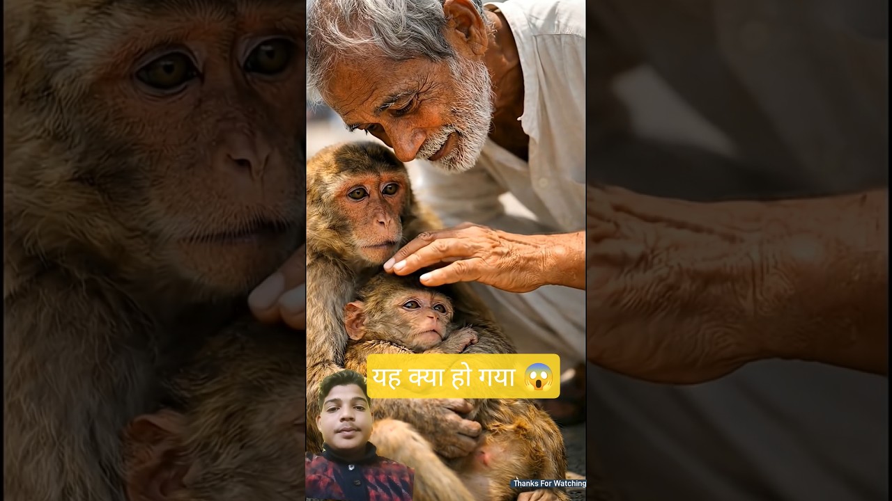 An Old Man Rushes a Sick Baby Monkey to the Hospital 