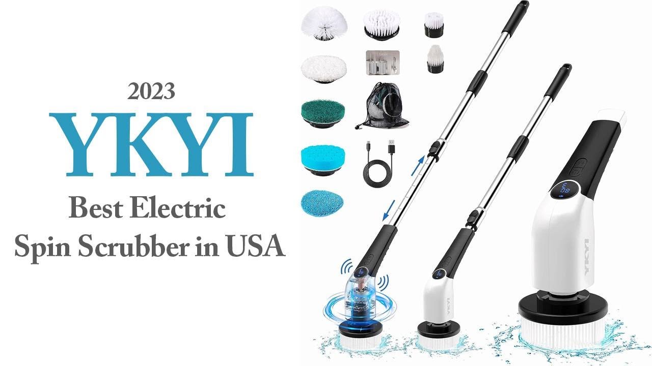 Electric Spin Scrubber, Cordless Cleaning Brush with 8 Replaceable Brush  Heads, 3 Adjustable Speeds, Adjustable & Detachable Long Handle, Voice  Broadcast