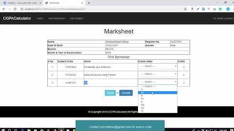 CGPA Calculator project in Java with source code and project report || Marksheet