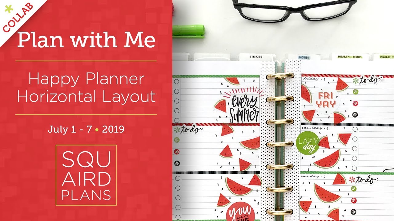 *COLLAB* Watermelon Spread :: Plan with Me :: Happy Planner Horizontal ...