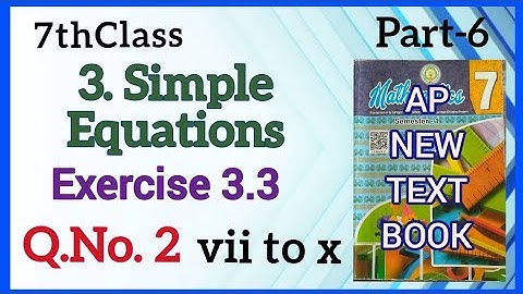 7thClass, Simple Equations, Exercise 3.3, Q.No.2, (vii) to (x) ‎@Maths World Makes Smart In Telugu 