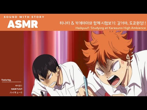 ASMR 하이큐!! 🐦‍⬛ | 낙제점을 만회하기 위한 바보콤비의 필사적인 시험보기 💯 ✏️ |  Haikyuu Study with Hinata & Kageyama | ハイキュー