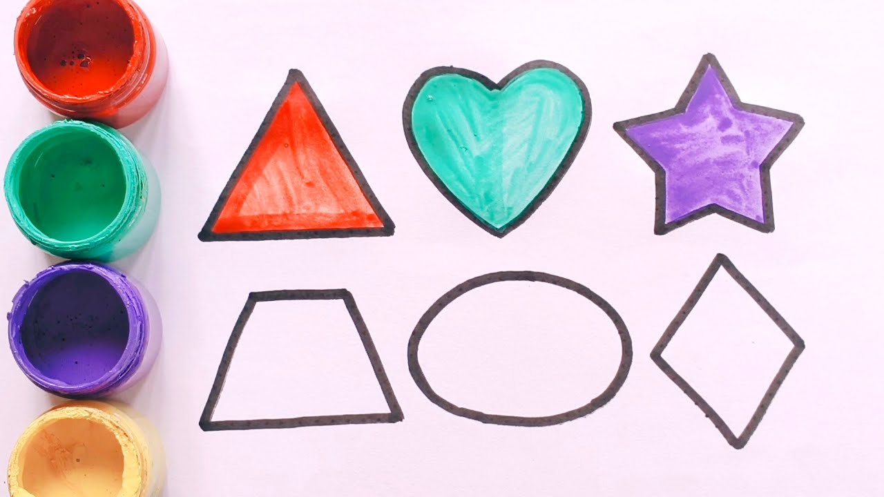 Kids shapes drawing video | Learn to draw 2d shapes step by step, 7colors learning, part- 160