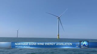 Northam tours offshore wind project off Virginia Beach after signing legislation Monday